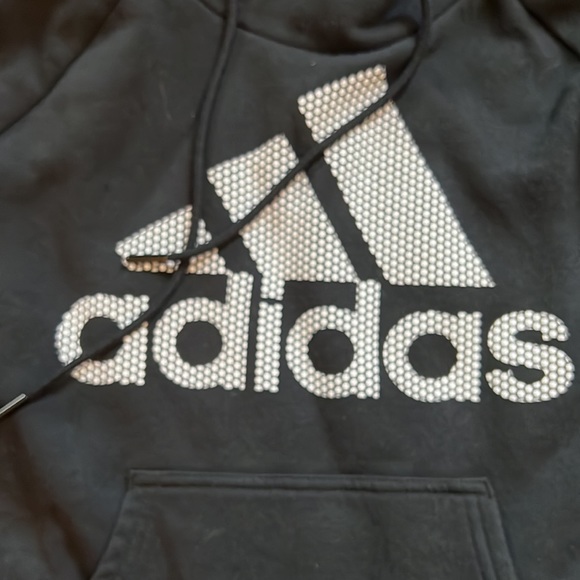 SOLD Adidas  funnel neck hoodie black white - Picture 2 of 5